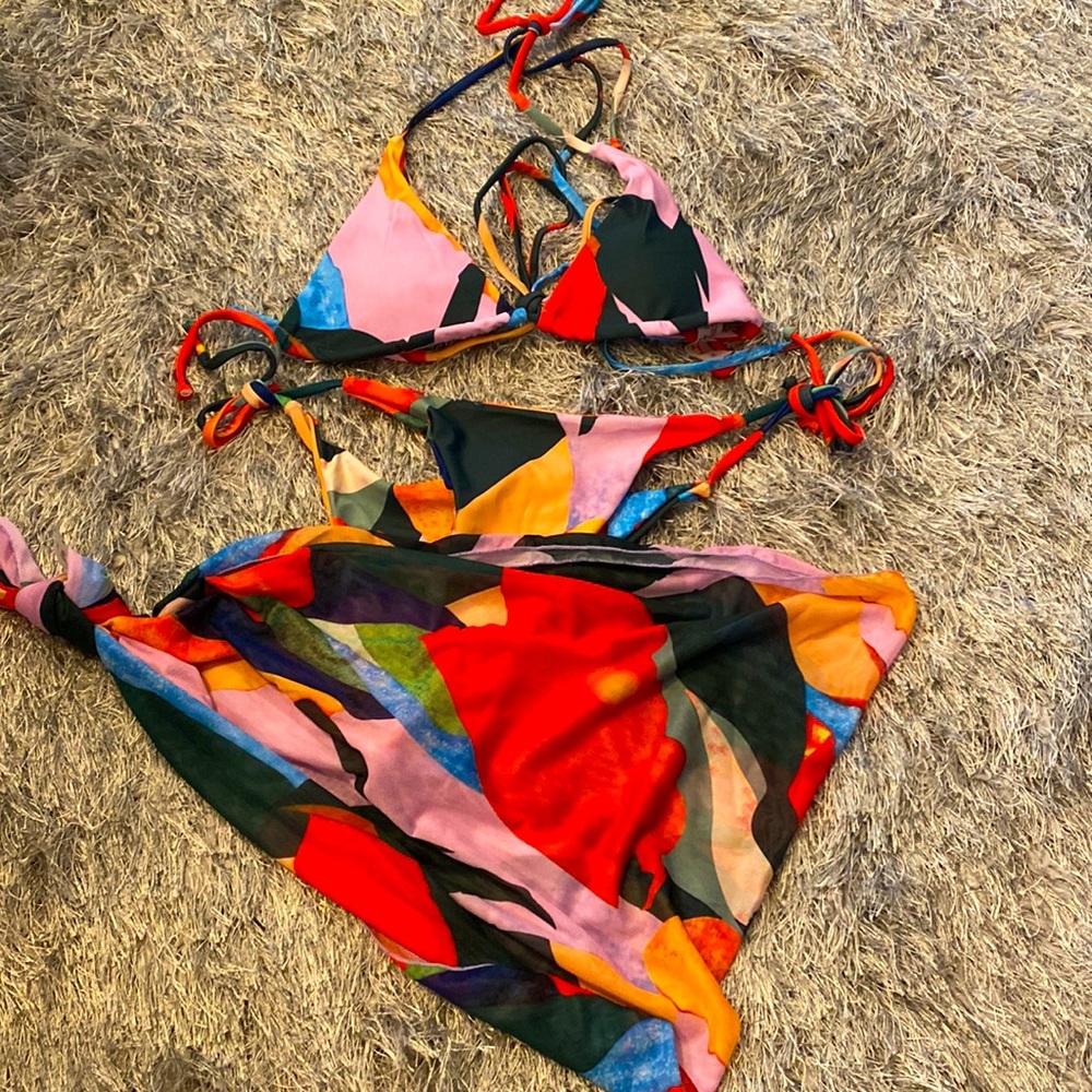3 Piece String Rectangle Bikini Set X-Large With … - image 2